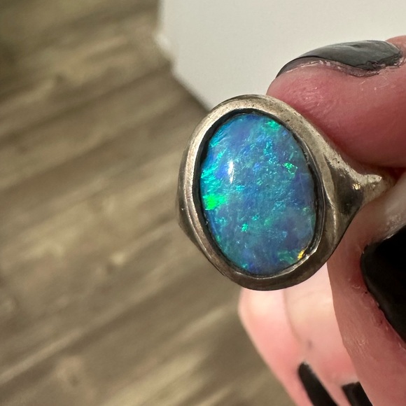 Genuine Sterling Silver Jelly Opal Ring - Picture 8 of 9